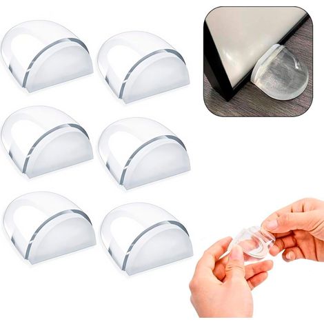 Lot de 6 butées de porte adhésives sans perçage - Butée de porte universelle, butée de porte intérieure robuste pour portes antichoc (1/5)
