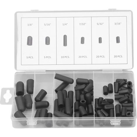 Kit D'Assortiment de Bouchons de Chapeau Sous Vide 80 Pièces, Couvercles Sous Vide, Conception en Caoutchouc Anti-fuite, 6 Spécifications Différentes, Noir avec Boîte de (1/5)