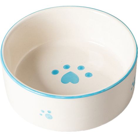 Gamelle pour chat et chien petit à moyen format, design empreintes, céramique, stable, 2 pièces (1/5)