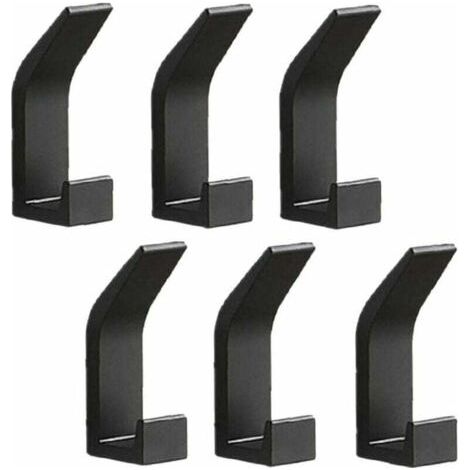 Lot de 6 patères murales patères porte-serviettes crochets de porte sans perçage patères en aluminium porte-manteau mural autocollant, noir