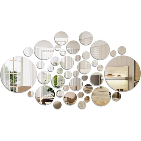 41 Pièce Stickers Miroir Adhésif Miroir Decoration Murale, 3D Miroirs Rond Muraux Autocollants pour Chambre Intérieur, Acrylique Rondes Sticker Murale pour Salon Cuisine Chambre Bureau TV Fond (1/5)