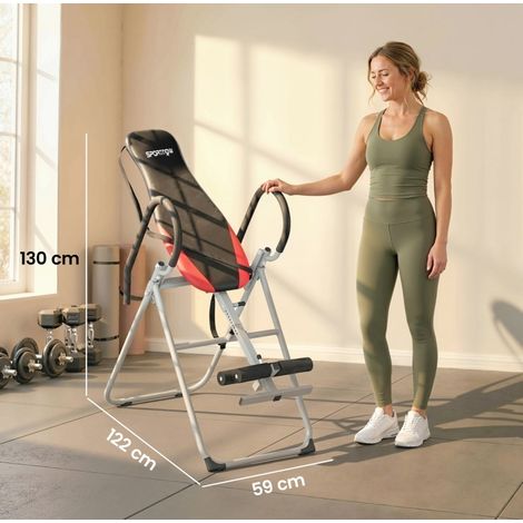 Table d'inversion pliable avec réglage de la hauteur et système de verrouillage pour chevilles, cadre en acier robuste, pour soulagement du dos (1/5)