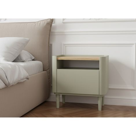 BOBOCHIC - Table de chevet 1 tiroir ANYRA pieds en bois massif   Vert