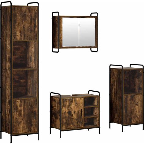 Set di Armadi da Bagno 4 pz Rovere Fumo 40 x 36 x 181 cm vidaXL (1/5)
