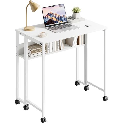 Escritorio plegable, diseño que ahorra espacio, fácil de transportar, blanco. (1/2)
