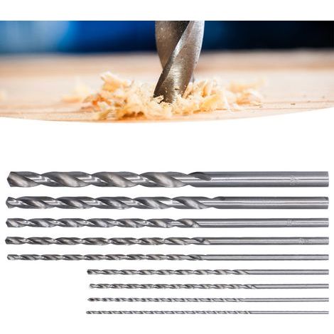 9-Piece Extra-Long High-Speed Steel Drill Bits for Plastic and Wood - Professional Drilling Kit (1/5)