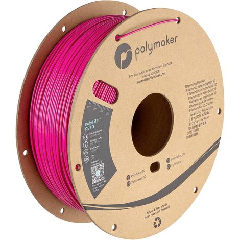 Polymaker PB01039 Filamento per stampante 3D PETG resistente al calore, Elevata rigidità 1.75 mm 1000 g Magenta PolyLit