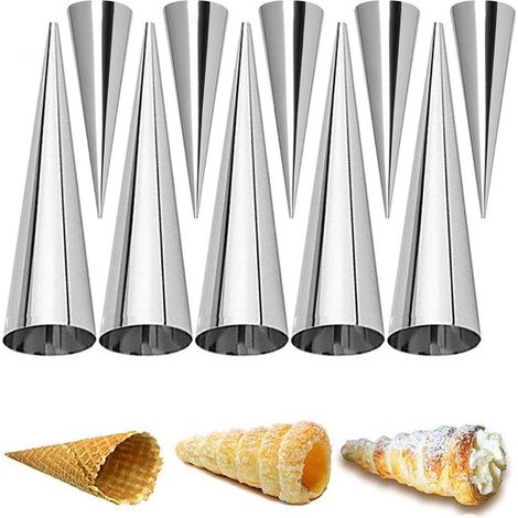 10 teiliges Brotbackformen Set Eiswaffelform Sahnebrotform Canori Brotform Backform Edelstahl 5 kleine und 5 große Waffeln für Desserts, Sahnebrö (1/5)