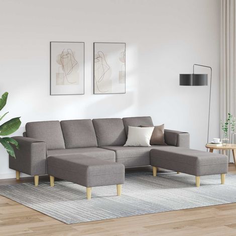 vidaXL Wohnzimmer Couch 3 pcs Taupe Polyester (1/5)