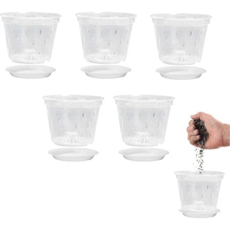 Pots à orchidées perforés, bonne aération, excellent drainage Pot de fleurs transparent pour orchidées, bonne aération (1/5)