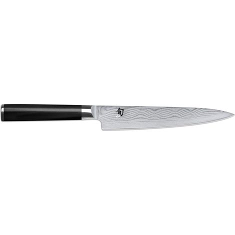 Couteau Utilitaire Japonais 15 cm Longueur de Lame - Couteau Damas 32 Couches Noyau VG MAX - 61 (±1) HRC - bois de pakka - Fabriqué au Japon - Forgé (1/5)