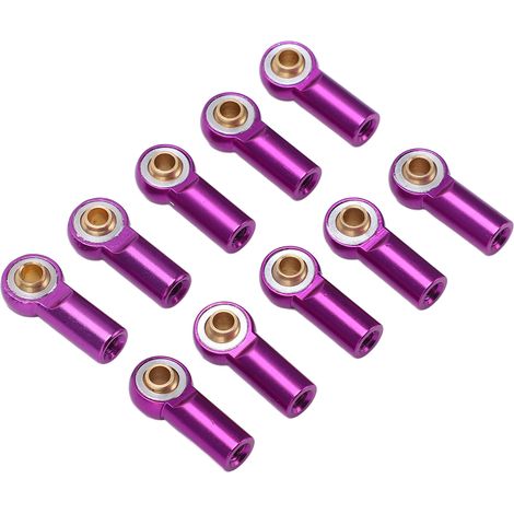 Lot de 10 embouts de biellette en aluminium M3 à rotule pour voiture RC AXIAL SCX10 1/10 (violet) (1/5)
