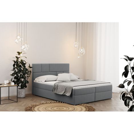 Boxspringbett mit bettkasten matratze BALI stoff Mat Velvet Grau 180x200 cm (1/2)