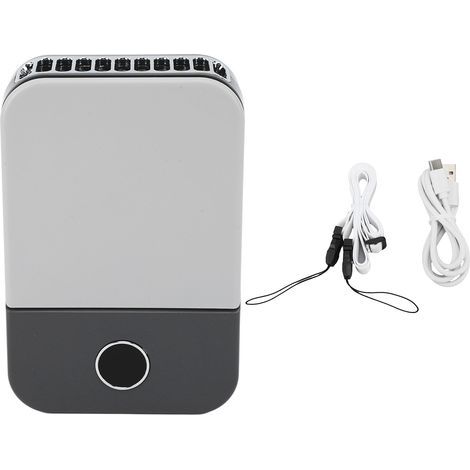 Mini portable neck fan, USB rechargeable, quiet, 3 speeds, black (1/5)