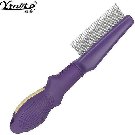 Pet Comb for Dogs & Cats with Long & Short Stainless Steel Metal Teeth For Shedding and Tangles, Non-Slip & Anti-Static Rubber Handle, Safe & Gentle P (1/5)