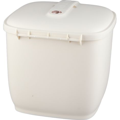 Conteneur à riz grande capacité, hermétique, distributeur de céréales pour la cuisine, seau de stockage blanc crème, 10 kg (1/5)