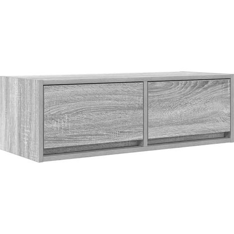Mueble TV de pared práctico espacio vital 80 x 31 x 25 cm diseño ahorra espacio de madera contrachapada gris 020051697 (1/5)