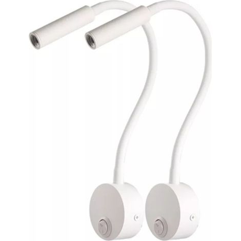 Lámpara de pared LED flexible de 3W con interruptor y USB, paquete de 2