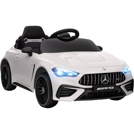 Voiture électrique enfant Mercedes-AMG blanche 12V, télécommande parentale, LED, musique USB/MP3, siège simple, pour 3 à 6 ans, jusqu'à 25 kg  CHICFURN (1/5)