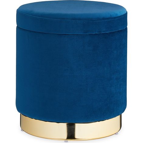 Puff da toeletta elegante con contenitore 40 x 40 x 40 cm in velluto blu 130008314