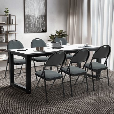 Ensemble de 4 Chaises Rembourrées Pliantes avec Dossier Tissu Cadre Métal CWXT4807 DESIGN IN (1/4)