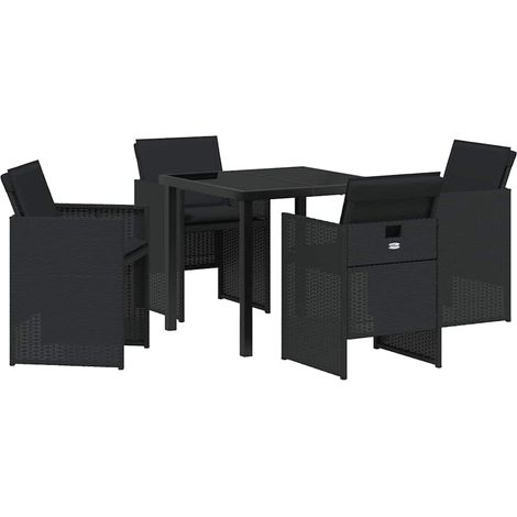 Garden Dining Set with Cushion Folding 5 pcs Black Poly rattan vidaXL (1/5)