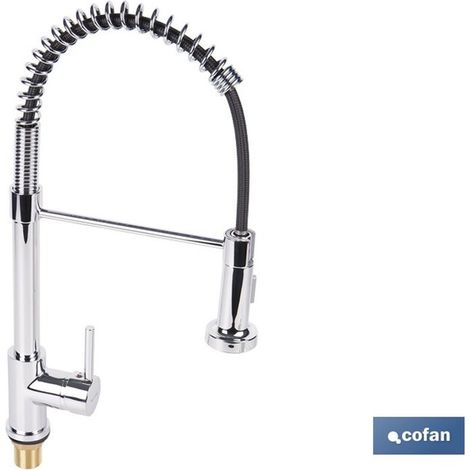 Robinet de cuisine monocommande avec douchette Ø5x48x22cm en laiton chromé