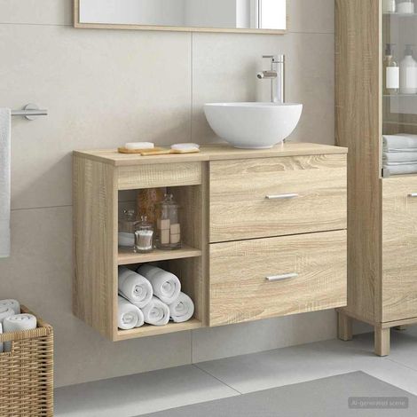 vidaXL Set di mobili per il bagno 2 pcs Rovere Sonoma