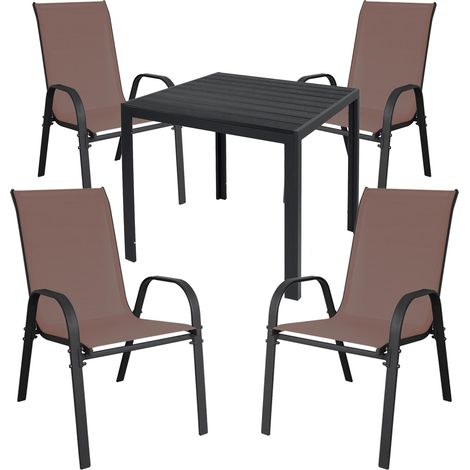 Gartengarnitur 5-teilig 90x90cm Anthrazit/Schwarz Polywood-M691922+4xMMC330884 (1/3)
