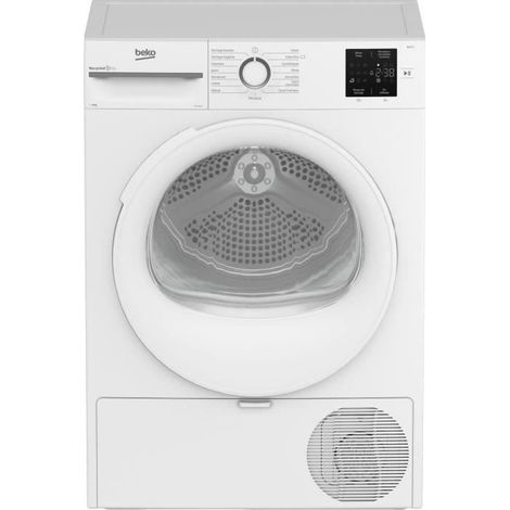 Beko – Sèche-linge pompe à chaleur 8 kg – Classe A+ – 15 programmes – Afficheur digital – Tambour galvanisé – Blanc (1/5)