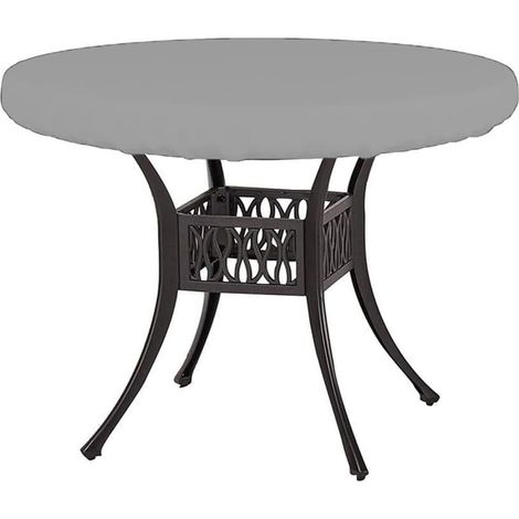 Housse de protection pour table ronde d'extérieur en tissu Oxford 210D imperméable et anti-poussière pour meubles de jardin ou terrasse Gris 76 x 10 cm (1/5)