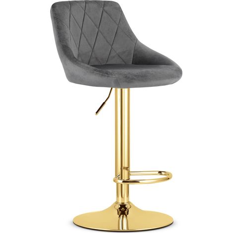 Sgabello Kast - velluto grigio / base dorata