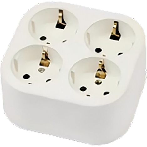 BASE MULTIPLE 10/16A 4T TT S/CABLE CUADRADA
