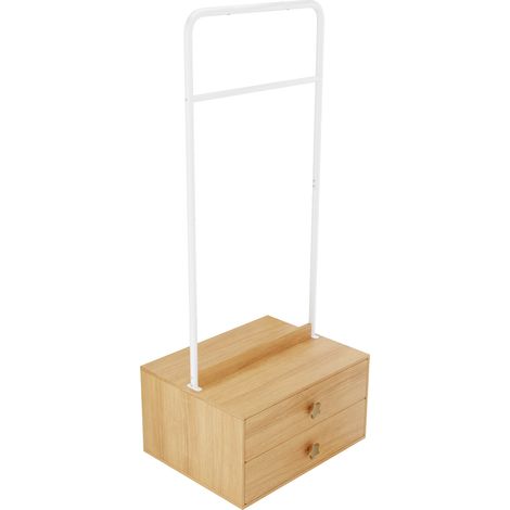 Perchero con 2 cajones 70 x 55 x 168 cm color madera blanco MDF y metal MODENUIT (1/5)