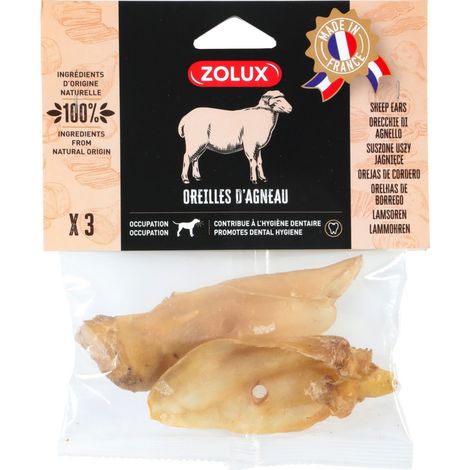 Friandises 3 oreilles d'agneau pour chien - zolux