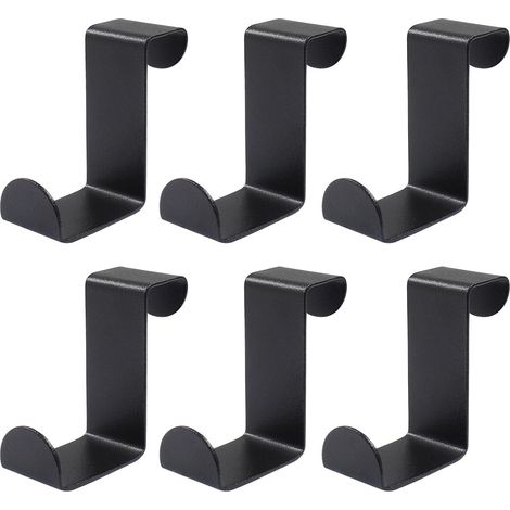 Door hooks, door cap hooks, suitable for standard doors, drawers, and cabinets, 6-piece pack, black.