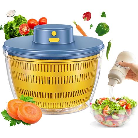 Essoreuse à Salade 4L Grande, Electrique Panier a Salade avec Couvercle, Professionnelle Essoreuse Salade Automatique sans Fil, Base Antidérapante (1/5)