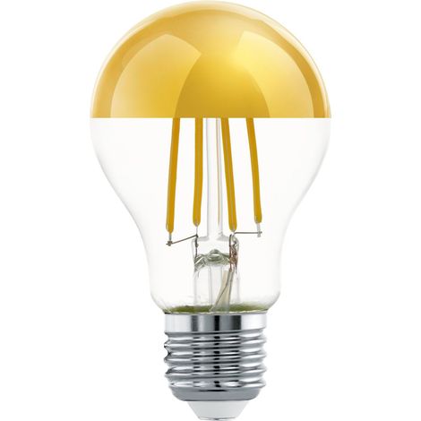 Ampoule LED E27, phare à finition miroir dorée, éclairage anti-éblouissement, lumière blanche chaude. (1/4)