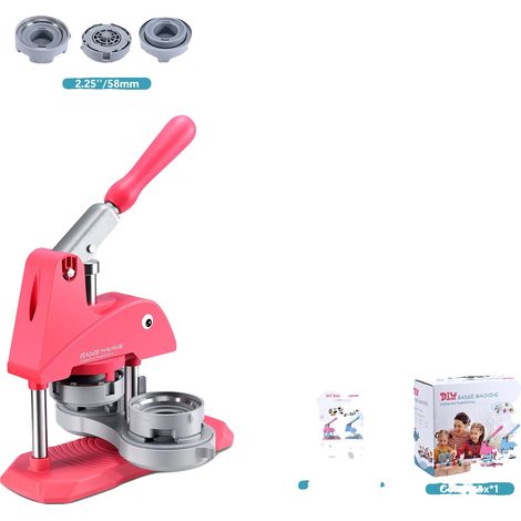 Máquina para hacer botones, 100 botones, fácil de usar, rosa (1/2)