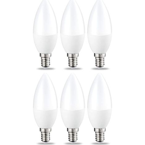 Lot de 6 petites ampoules LED en forme de flamme Culot Edison à vis E14 4.9 W (équivalent 40 W) Blanc chaud Intensité non variable [Classe énergétique F] (1/5)