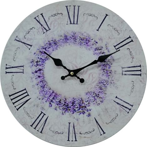 Rebecca Mobili Orologio a Muro Orologi Vintage Mdf Bianco Stampa Floreale Idea Regalo