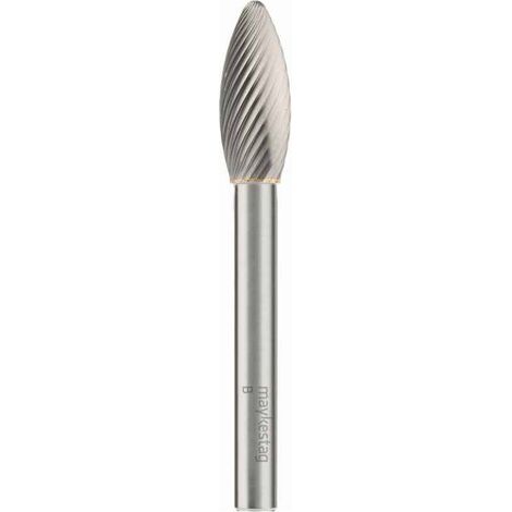Fraise Rotative HM Tige Cylindrique Forme Flamme Croisée Fine - Fontes, Aciers D. 8 x Lt. 65 x Lu. 20 x Q. 6 mm - Diamwood (1/4)