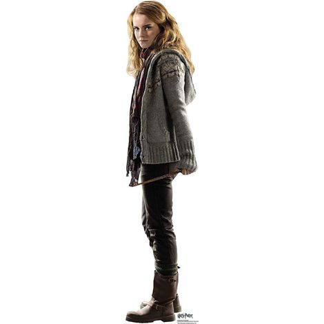 Figurine en carton Hermione Granger avec baguette magique en tenue de ville Film Harry Potter 92 CM