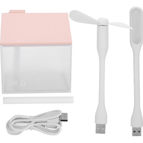 250-ml-USB-Luftbefeuchter mit Nachtlicht – Rosa, hausförmig (1/5)