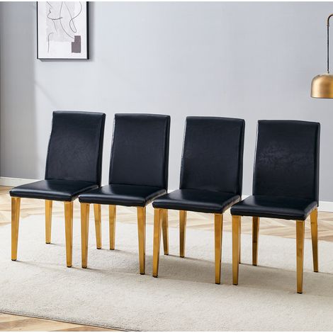 Chaise salle manger PU noir pieds métal doré OKMYHOME (1/5)