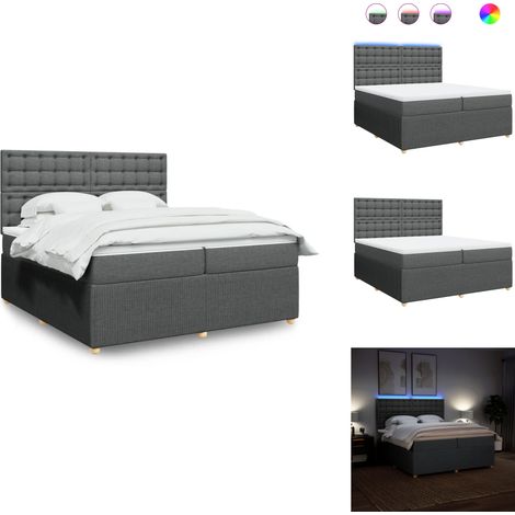 Sommier à lattes de lit avec matelas Gris foncé 200x200cm Tissu - Sommier À Lattes De Lit - Sommiers À Lattes De Lit - Lit - Meuble De Chambre À Coucher (1/5)