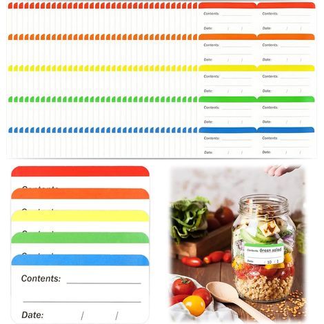 CCYKXA Pack of 360 Colourful Freezer Labels, Residue-Free Self-Adhesive Labels for Jars and Food, Kitchen and Refrigerator Organization (6 x 3 cm) (1/5)
