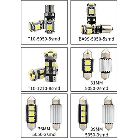 Kits de remplacement d'ampoules LED pour éclairage intérieur de voiture (plafonnier, coffre, portière) (1/3)