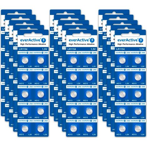 Lot de 200 Piles AG13 1,5 V alcalines Mini G13 LR1154 LR44 - Durée de Vie de 4 Ans - 20 Cartes Blister (1/5)