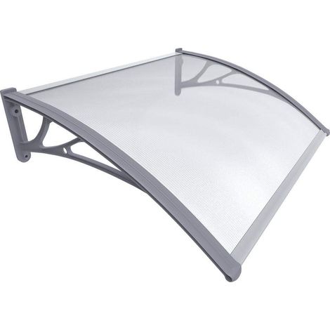 Auvent de Porte d'entrée Toit Marquise en Polycarbonate Porte Résistante Toit Abri Protection Contre La Pluie et UV Gris Transparent 100cm80cm (1/5)